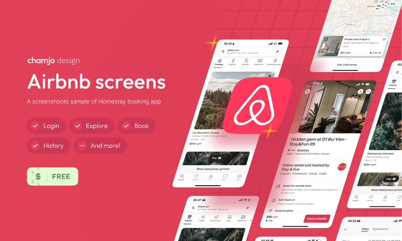 Chamjo - Free Airbnb UI Screens