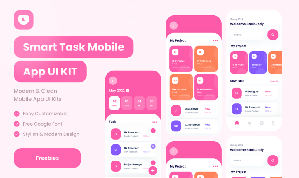 Free Task Mobile Apps Ui Kit