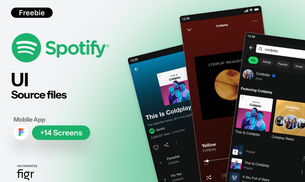 Spotify App UI - Free UI Kit (Recreated)