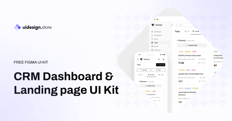 CRM Dashboard & Landing page UI Kit - UI STORE GET ALL FREE UI KITS-2024